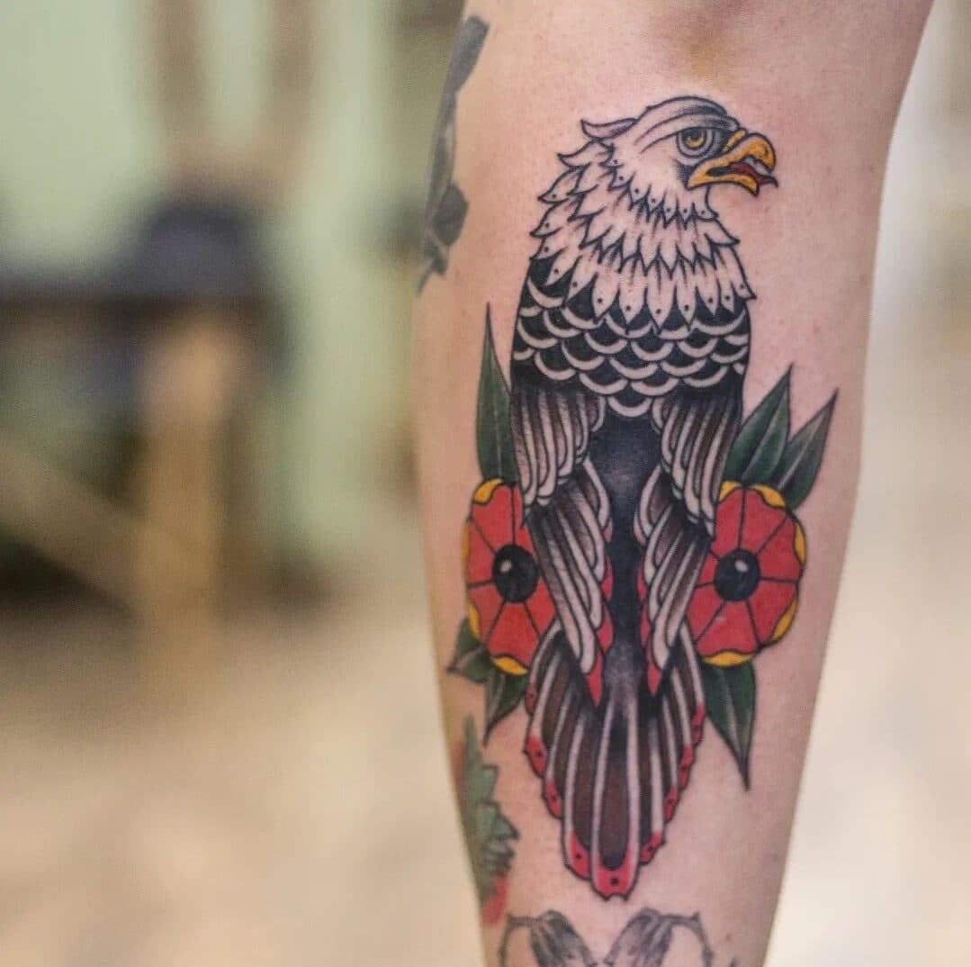 Eagle & poppies